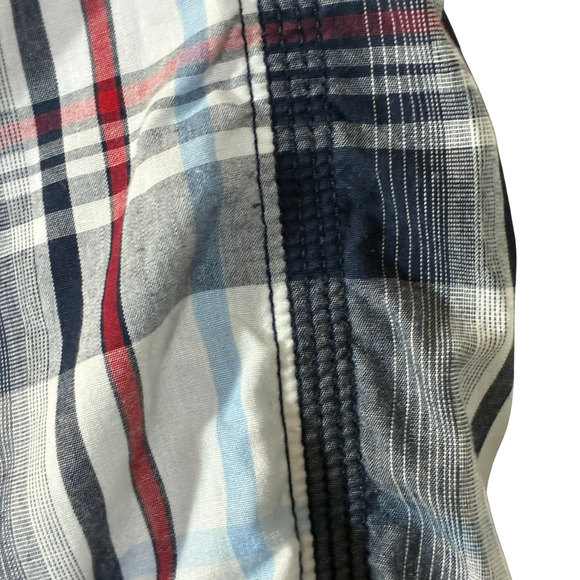 Pearl Snap Shirt Various Artists Blue Red White Plaid L Men Seam Long Sleeve - Picture 5 of 14